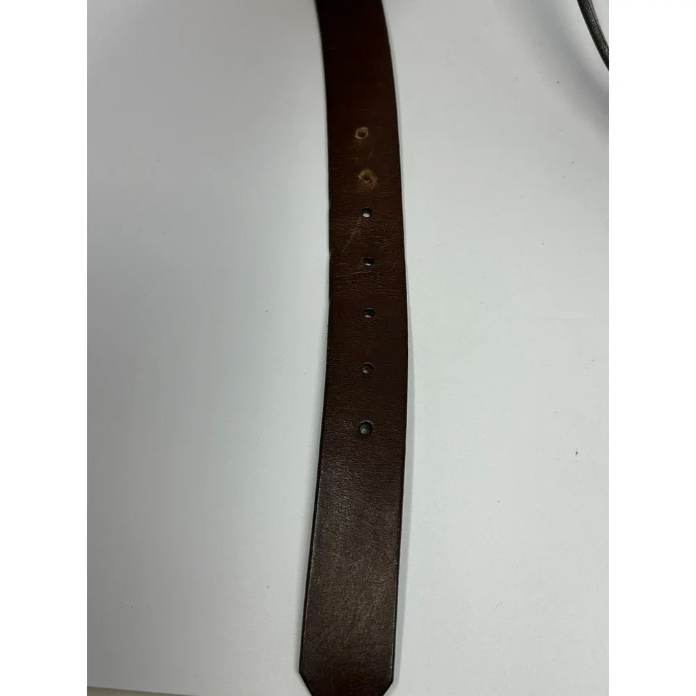 VTG LL Bean Belt Mens Sz 46 Genuine Full Grain Leather Brown Western Made in USA